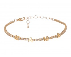 Gold MAMA CZ Crystal Tennis Bracelet