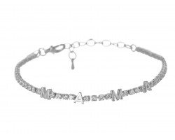 Silver MAMA CZ Crystal Tennis Bracelet