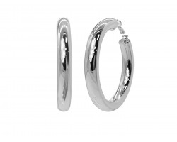 Silver Hollow 60mm Hoop Clutch Post Earrings