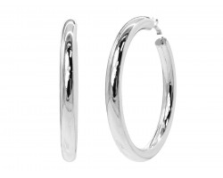 Silver Hollow 80mm Hoop Clutch Post Earrings