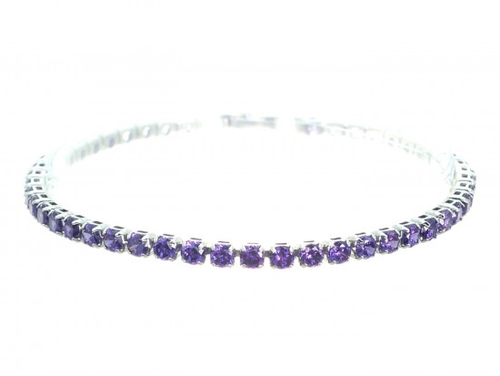 Purple CZ Crystal Tennis Bracelet