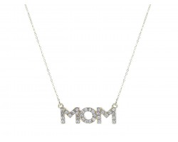 Gold Crystal MOM Chain Necklace
