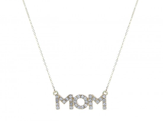 Gold Crystal MOM Chain Necklace