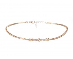 Gold CZ Crystal MOM Choker Necklace