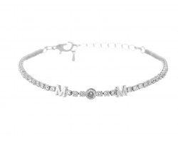 Silver MOM CZ Crystal Tennis Bracelet