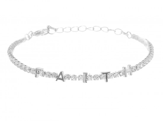 Silver FAITH CZ Crystal Tennis Bracelet