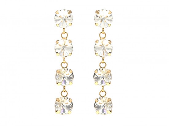 Clear Crystal Round Drop Post Earrings
