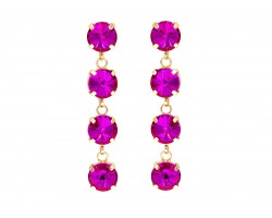 Fuchsia Crystal Round Drop Post Earrings