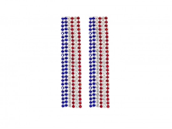 USA Flag Crystal Tassel Post Earrings USA Flag Crystal Tassel Post Earrings
