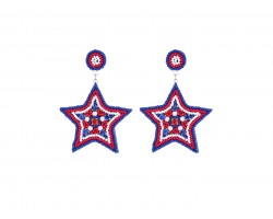 USA Theme Star Seed Bead Post Earrings