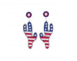 USA Theme Cactus Seed Bead Post Earrings