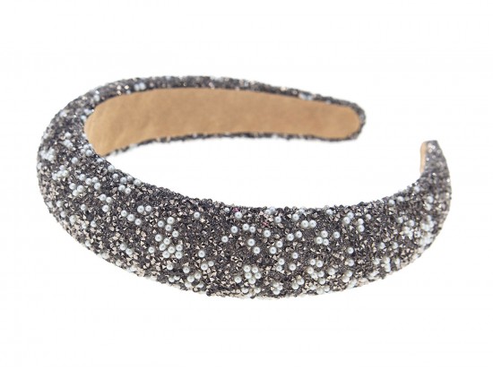 Black Diamond Crystal Pearl Cushion Headband Black Diamond Crystal Pearl Cushion Headband