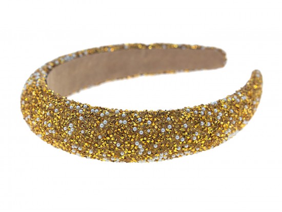 Gold Crystal Pearl Cushion Headband