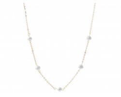 Gold Freshwater Pearl Chain Choker Necklace