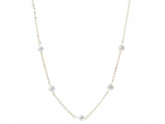 Gold Freshwater Pearl Chain Choker Necklace