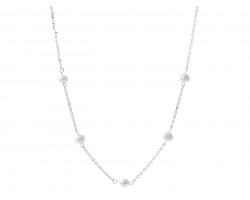 Silver Freshwater Pearl Chain Choker Necklace