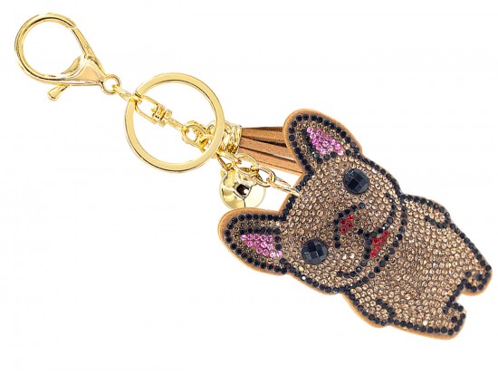 Brown Crystal Pug Dog Puffy Keychain Brown Crystal Pug Dog Puffy Keychain