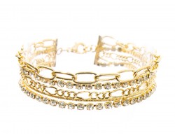 Gold 5 Layer Chain Crystal Bracelet