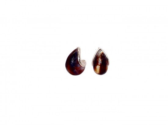 Brown Acrylic Teardrop Post Earrings