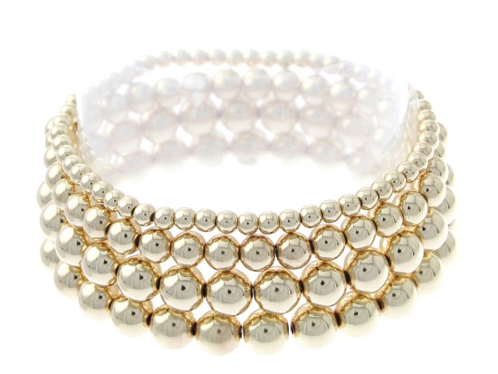 Gold Beaded Stretch Bracelets 4pc Set