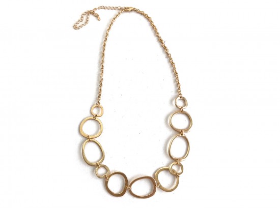 Gold Matte Ring Link Chain Necklace