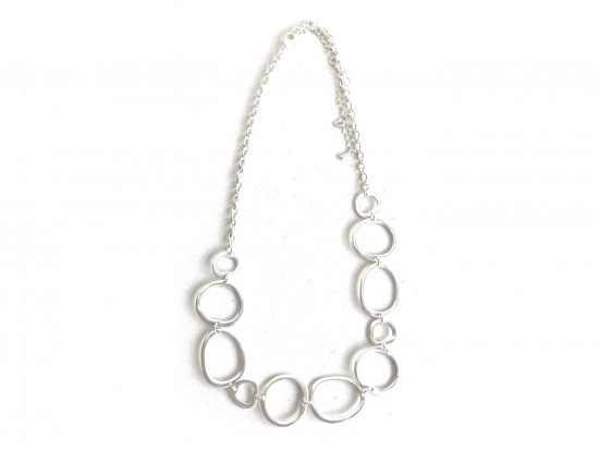 Silver Matte Ring Link Chain Necklace