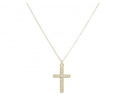 Gold Cross Crystal Chain Necklace