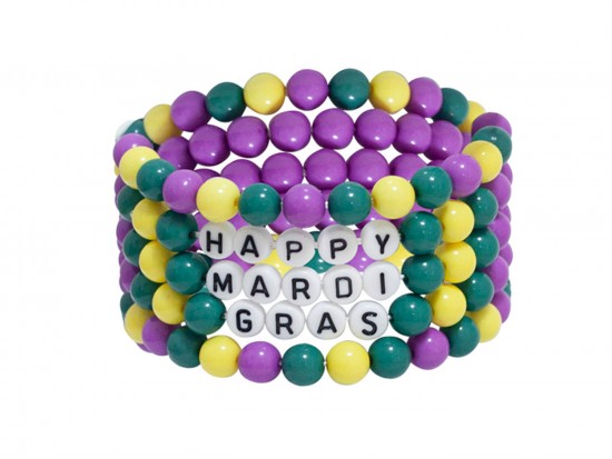 Mardi Gras 5 Strand Bead Stretch Bracelet