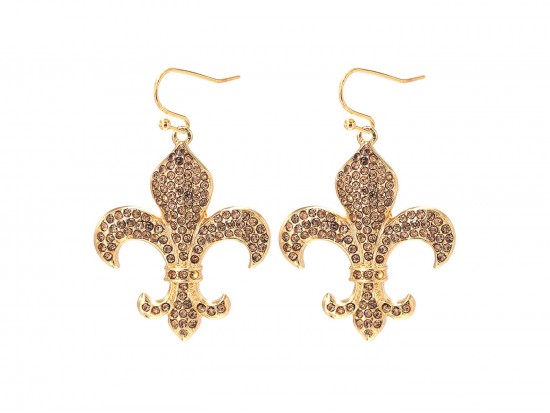 Gold LCT Crystal Fleur De Lis Hook Earrings Gold LCT Crystal Fleur De Lis Hook Earrings