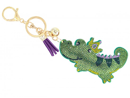 Mardi Gras Crystal Crocodile Crown Puffy Keychain Mardi Gras Crystal Crocodile Crown Puffy Keychain