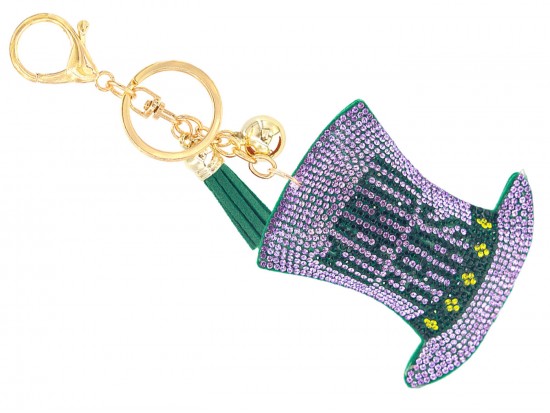 Mardi Gras Crystal Top Hat  Puffy Keychain