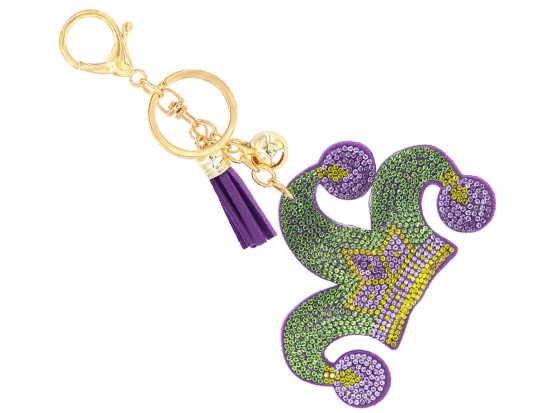Mardi Gras Crystal Jester Hat  Puffy Keychain