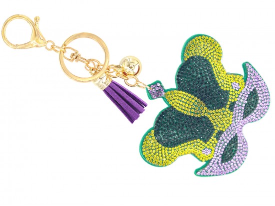 Mardi Gras Crystal Mask Hat  Puffy Keychain