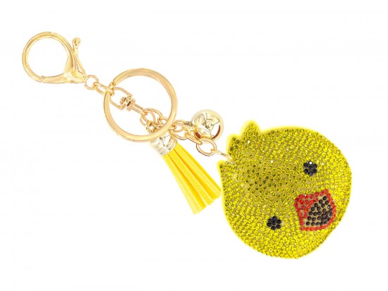 Yellow Crystal Baby Chick Puffy  Key Chain