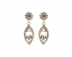 Clear Crystal Marquise Gold Dangle Post Earrings