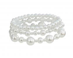 White Pearl Stretch Bracelet 3pc Set