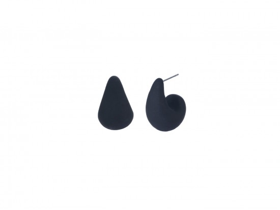 Black Silicone Teardrop Orb 22mm Post Earring