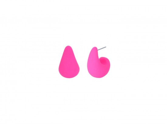 Fuchsia Silicone Teardrop Orb 22mm Post Earring