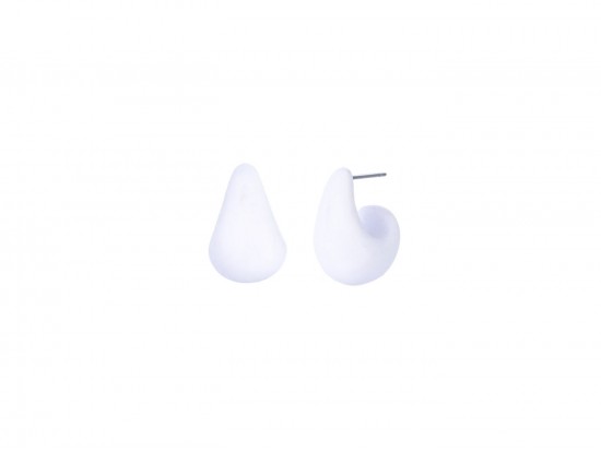 White Silicone Teardrop Orb 22mm Post Earring