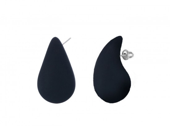 Black Silicone Teardrop Orb Post Earring