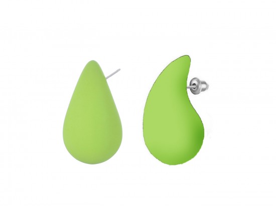 Green Silicone Teardrop Orb Post Earring