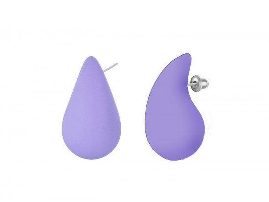 Violet Purple Silicone Teardrop Orb Post Earring