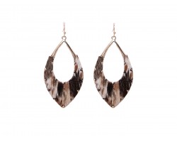 Dark Brown Print Fur Marquee Hook Earrings