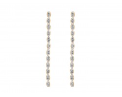 Gold Oval CZ Crystal Drop Post Earrings