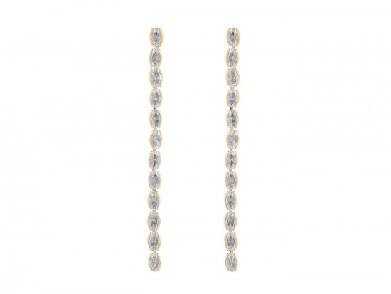 Gold Oval CZ Crystal Drop Post Earrings