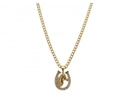 Gold Crystal Horseshoe Chain Necklace