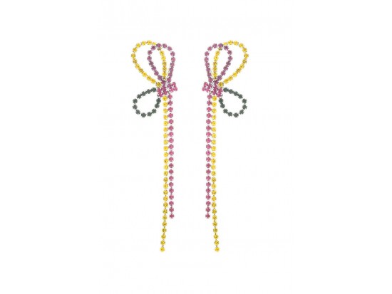 Mardi Gras Crystal Bow Tassel Post Earrings Mardi Gras Crystal Bow Tassel Post Earrings