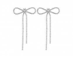 Silver Crystal Bow Post Earrings