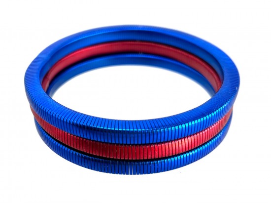 Blue Red Square Guitar String Bracelet 3pcs Set