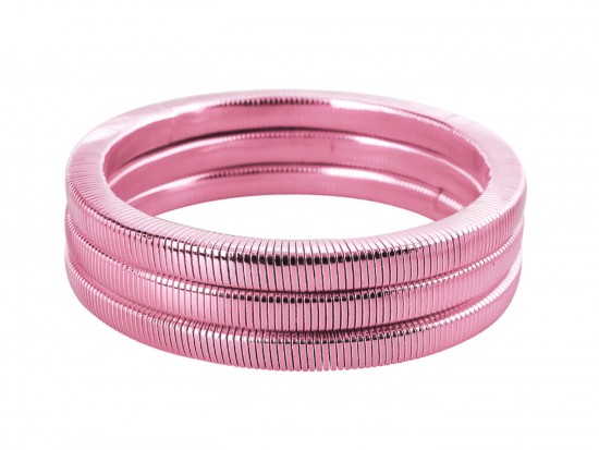 Light Pink Square Guitar String Bracelet 3pcs Set